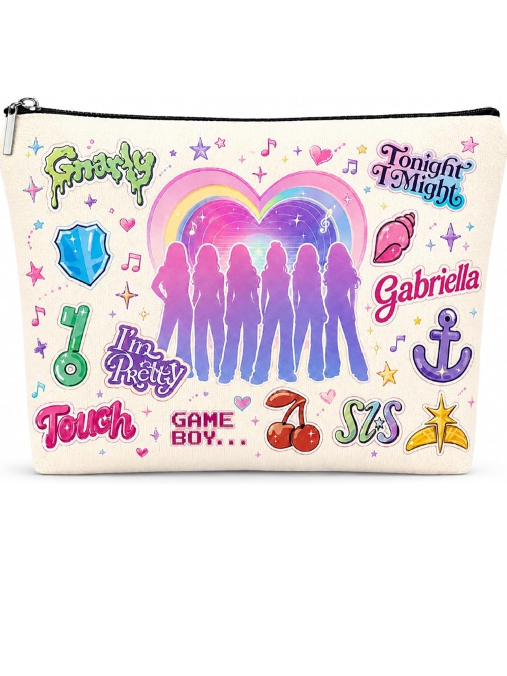 For KATSEYE Fans Y2K Makeup Cosmetic Bag Travel Pouch NWT